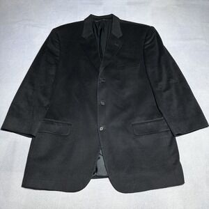 Jack Victor Loro‎ Piana Cashmere Three Button Black Blazer Jacket Size 46R